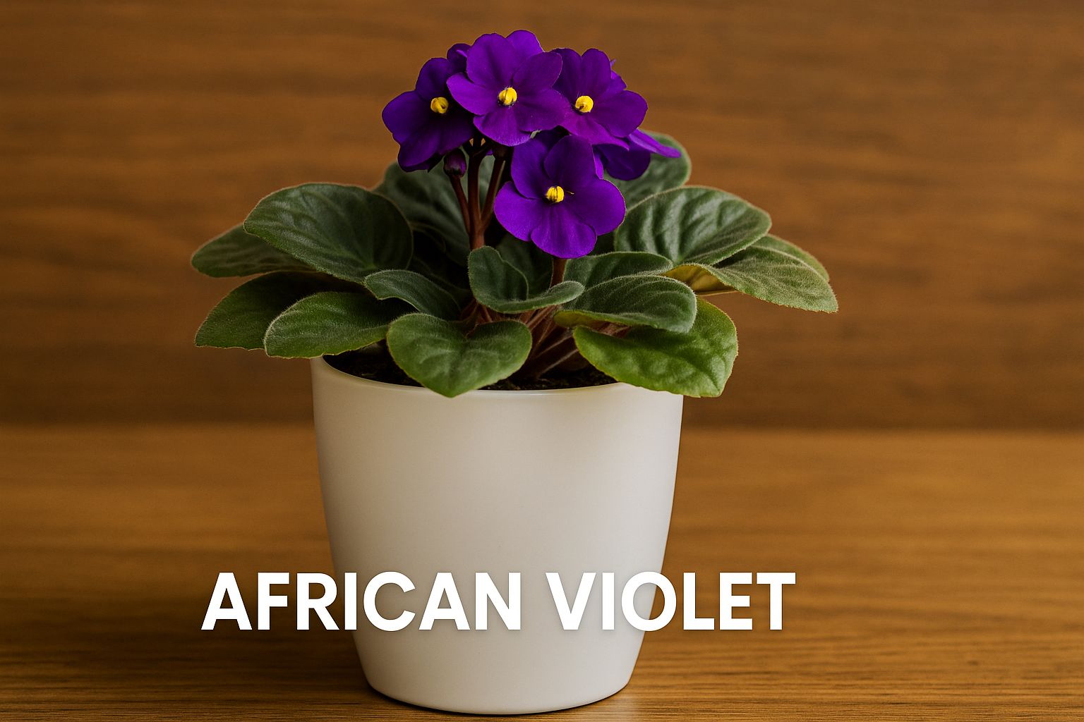 African Violet (Saintpaulia) growing in a compact white self-watering pot by Urban Plant